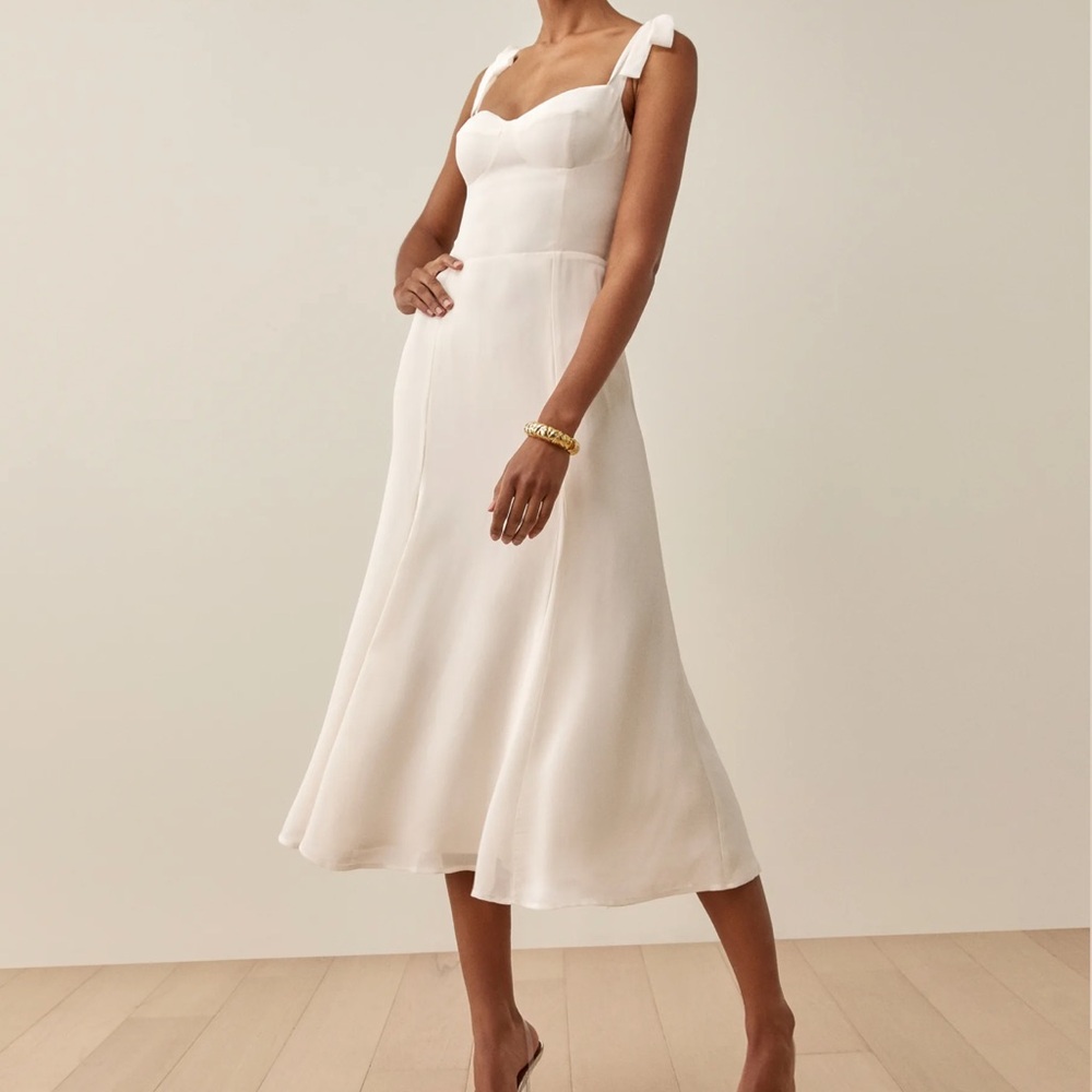 Reformation Cream Midi Dress